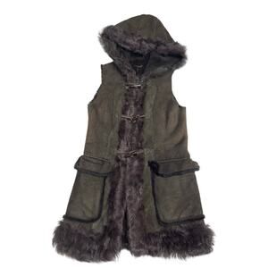 Trilogy Lamb Shearling Hooded Vest SZ XS